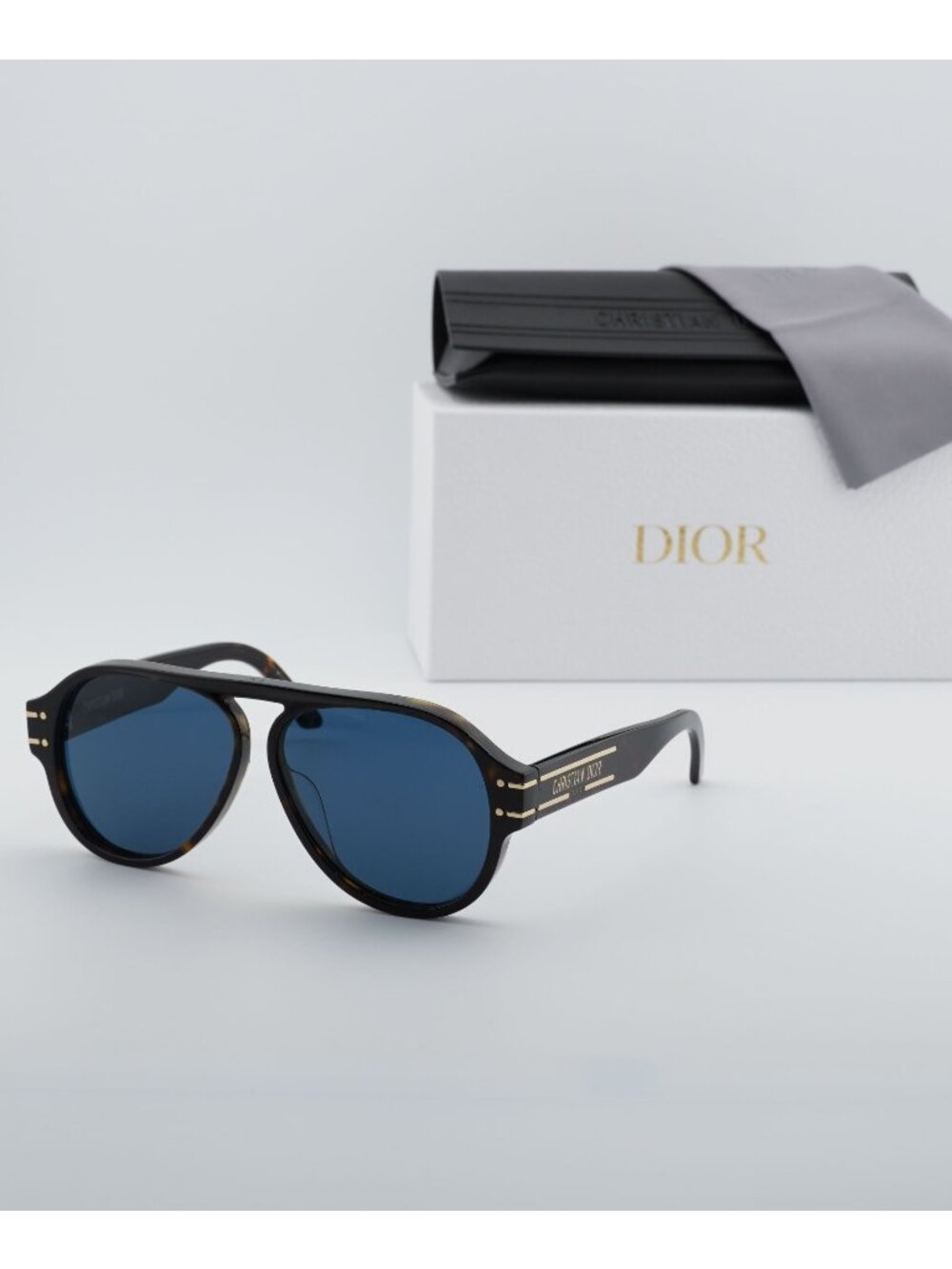 Dior DIORSIGNATURE A1U 20B0 Aviator Sunglasses - Dark Havana / Blue